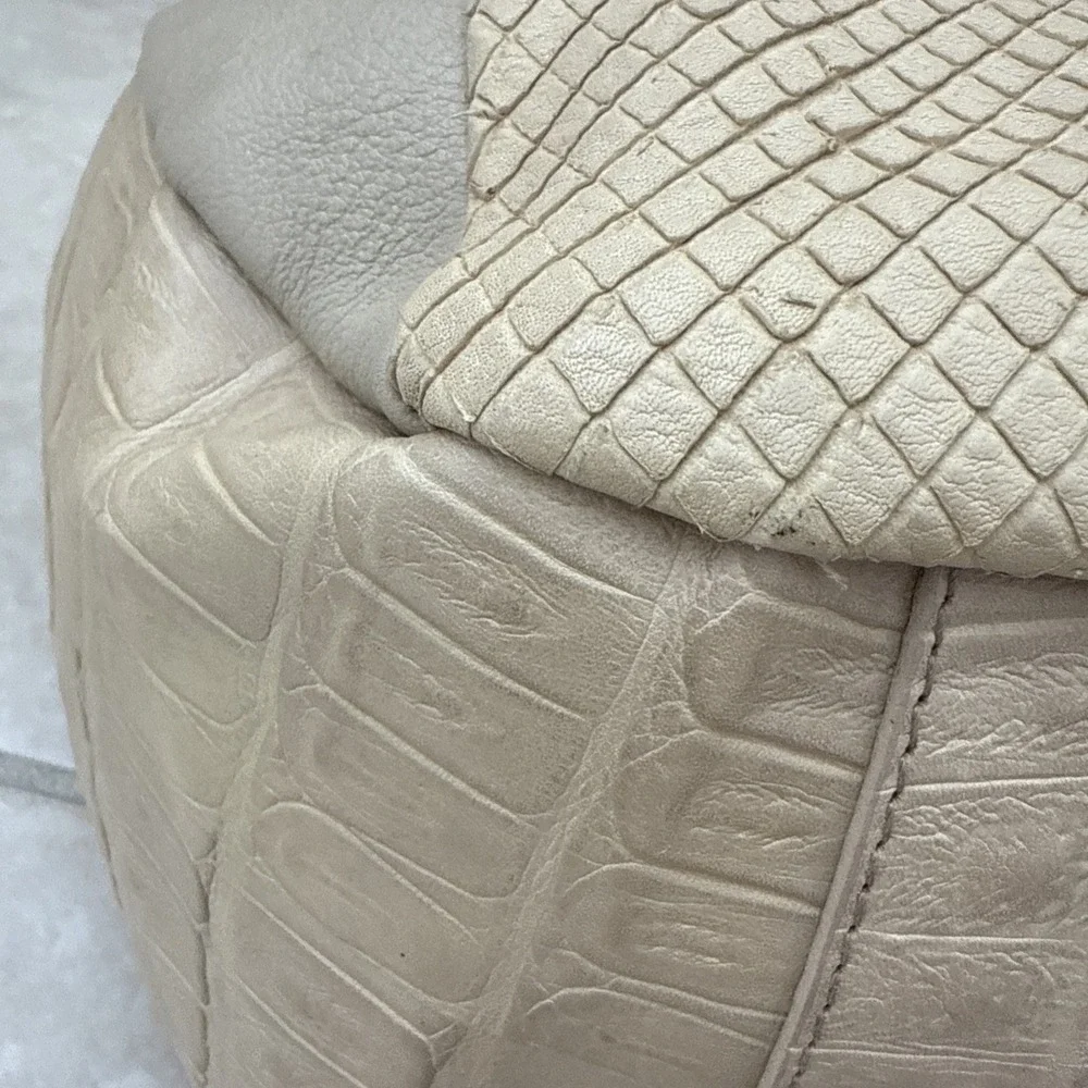Genuine Furla Embossed Croc & Python Leather‎ Bag Italy Purse Beige Color
